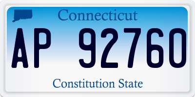 CT license plate AP92760