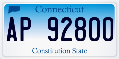 CT license plate AP92800