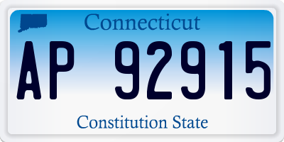 CT license plate AP92915