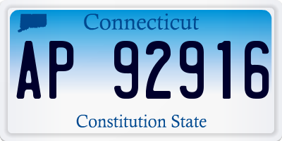 CT license plate AP92916