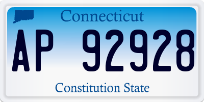 CT license plate AP92928