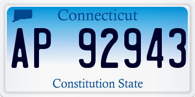 CT license plate AP92943