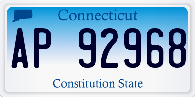 CT license plate AP92968