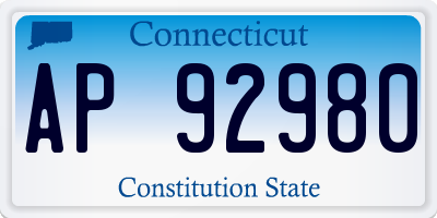 CT license plate AP92980