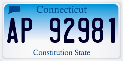 CT license plate AP92981