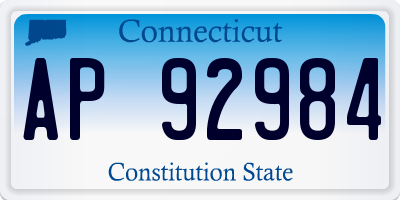 CT license plate AP92984