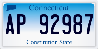 CT license plate AP92987
