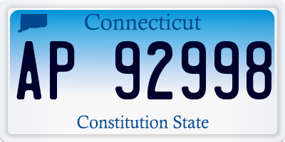 CT license plate AP92998