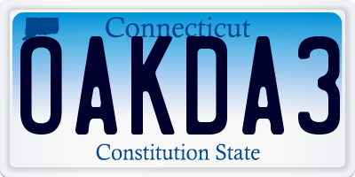 CT license plate OAKDA3