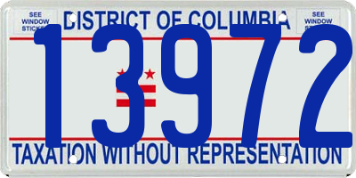 DC license plate 13972