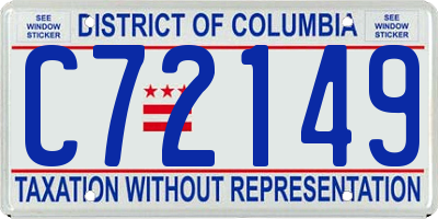 DC license plate C72149