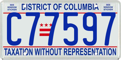 DC license plate C77597