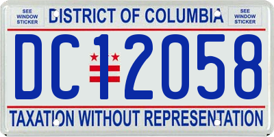 DC license plate DC12058