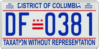 DC license plate DF0381