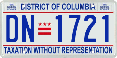 DC license plate DN1721