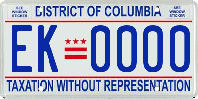 DC license plate EK0000