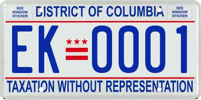 DC license plate EK0001