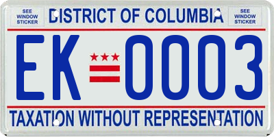 DC license plate EK0003