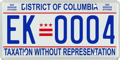 DC license plate EK0004