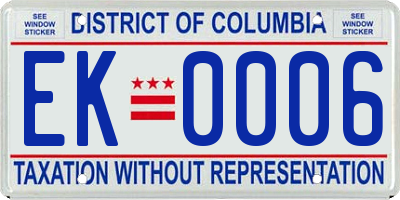 DC license plate EK0006