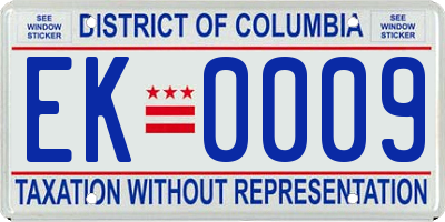 DC license plate EK0009