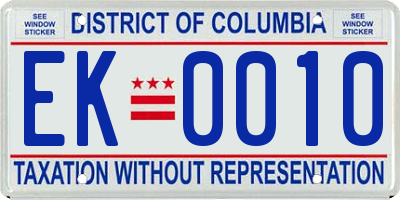 DC license plate EK0010