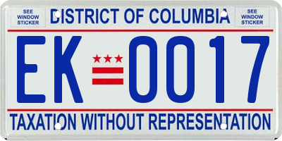 DC license plate EK0017