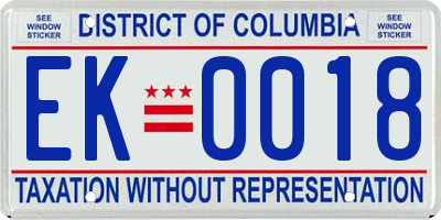 DC license plate EK0018