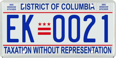 DC license plate EK0021