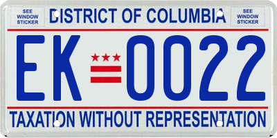 DC license plate EK0022