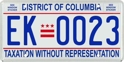 DC license plate EK0023