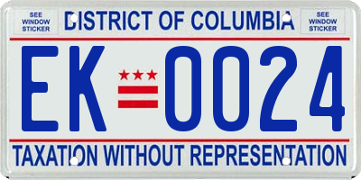 DC license plate EK0024