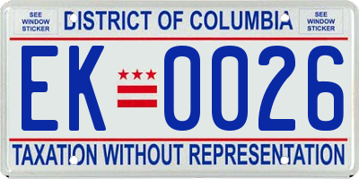 DC license plate EK0026