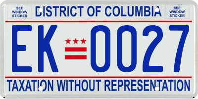 DC license plate EK0027