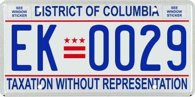 DC license plate EK0029