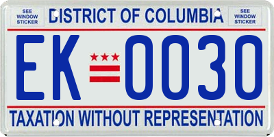 DC license plate EK0030