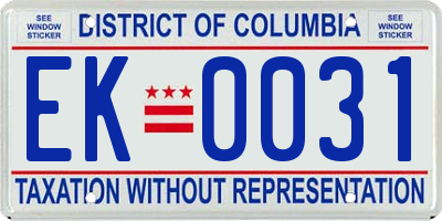 DC license plate EK0031