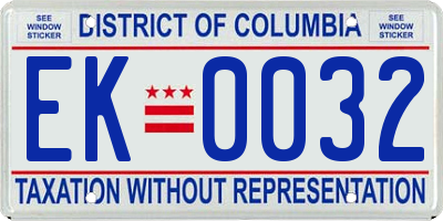 DC license plate EK0032