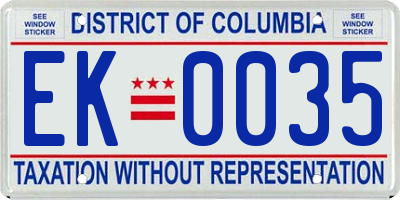 DC license plate EK0035