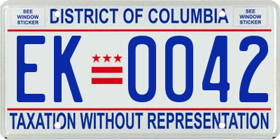 DC license plate EK0042