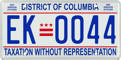 DC license plate EK0044