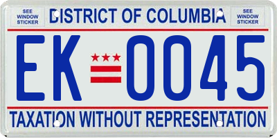 DC license plate EK0045