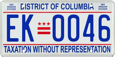 DC license plate EK0046