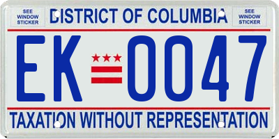 DC license plate EK0047