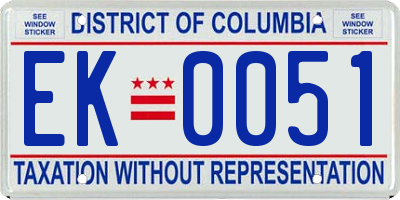 DC license plate EK0051