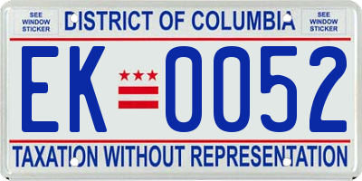 DC license plate EK0052