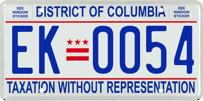 DC license plate EK0054