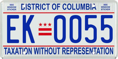 DC license plate EK0055