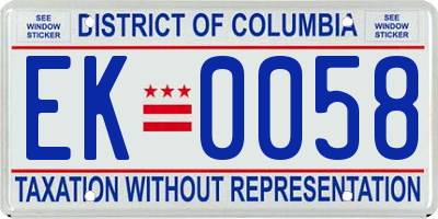 DC license plate EK0058