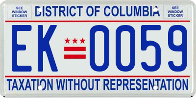 DC license plate EK0059